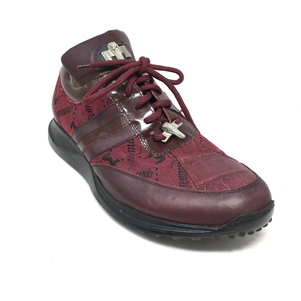 Men's Mauri Lace Up Fashion Shoes Sneakers Size 8 Burgundy Genuine Alligator